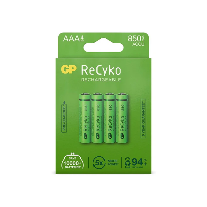 Recyko Batterij ReCyKo oplaad AAA 850mAh/bl4 (1 pak x 4 stuks) Recyko Batterij ReCyKo oplaad AAA 850mAh/bl4 (1 pak x 4 stuks)