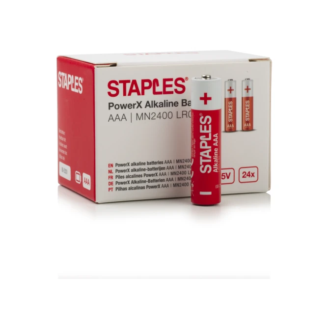 Staples PowerX Alkaline Batterij AAA 1.5 V (1 pak x 24 stuks) Staples PowerX Alkaline Batterij AAA 1.5 V (1 pak x 24 stuks)