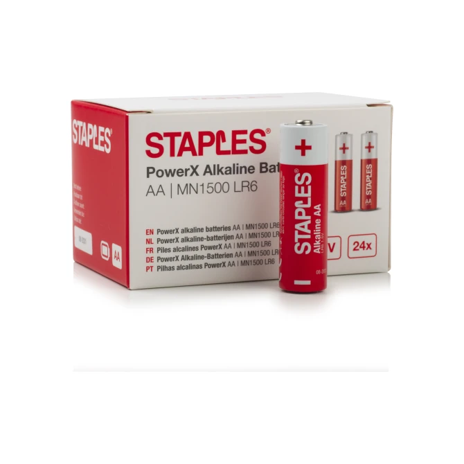 Staples PowerX Alkaline Batterij AA 1.5 V (1 pak x 24 stuks) Staples PowerX Alkaline Batterij AA 1.5 V (1 pak x 24 stuks)