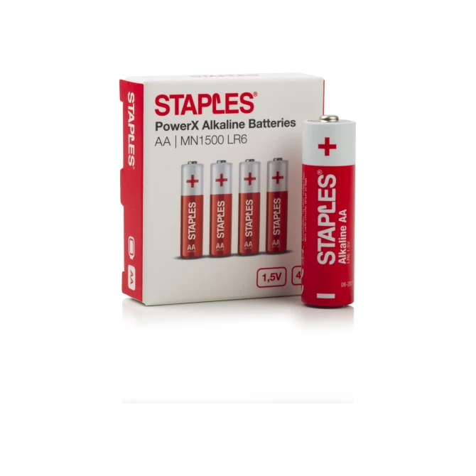 Staples PowerX Alkaline Batterij AA 1.5 V (1 pak x 4 stuks) Staples PowerX Alkaline Batterij AA 1.5 V (1 pak x 4 stuks)