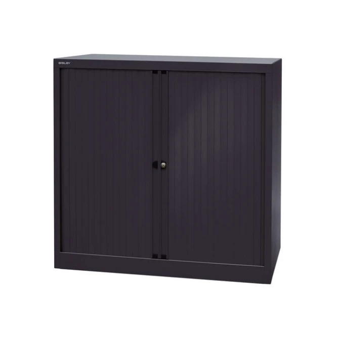 BISLEY Basic Roldeurkast 2 Legborden 103 x 100 x 43 cm Zwart