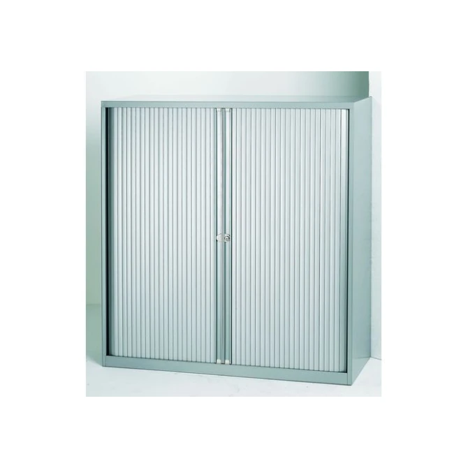 BISLEY Basic Roldeurkast 2 Legborden 103 x 120 x 43 cm Lichtgrijs