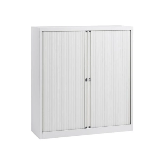 BISLEY Basic Roldeurkast 2 Legborden 118 x 120 x 43 cm Wit