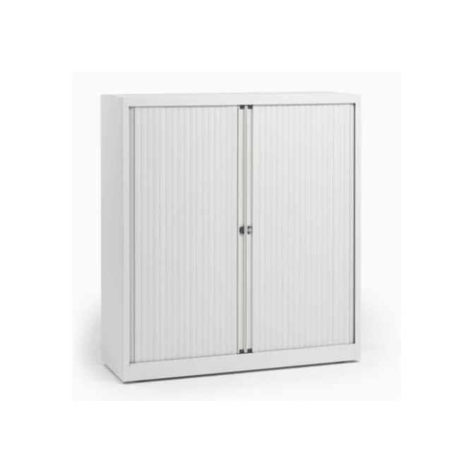 BISLEY Basic Roldeurkast 3 Legborden 133 x 120 x 43 cm Lichtgrijs