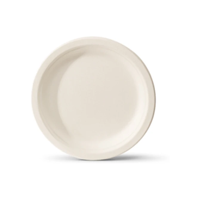 Bord suikerriet bio 17.5cm wit/pk50