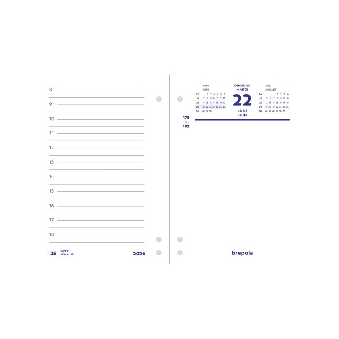 Brepols Omleg Agenda Blok. Geboord. 1 dag per 2 pagina's. Nederlands en Frans Brepols Omleg Agenda Blok. Geboord. 1 dag per 2 pagina's. Nederlands en Frans