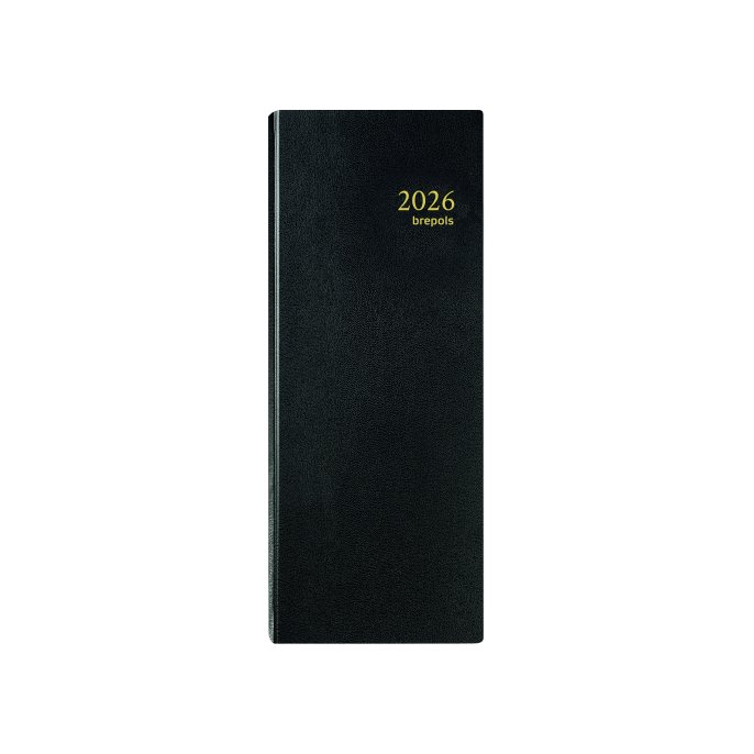 Brepols Saturnus Lang Agenda. 1 dag per 2 pagina's. zwart