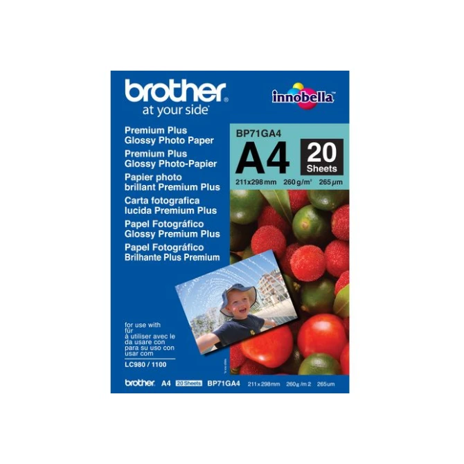 BROTHER A4 Ink-Jet fotopapier 260 grams wit (pak 20 vel) BROTHER A4 Ink-Jet fotopapier 260 grams wit (pak 20 vel)