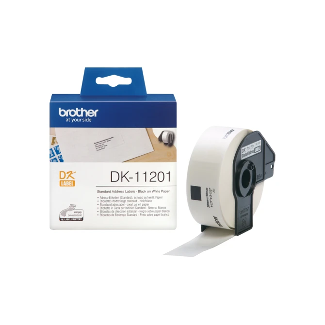 BROTHER DK-11201 Adreslabels Papier 29 x 90 mm Zwart op Wit (rol 400 stuks) BROTHER DK-11201 Adreslabels Papier 29 x 90 mm Zwart op Wit (rol 400 stuks)