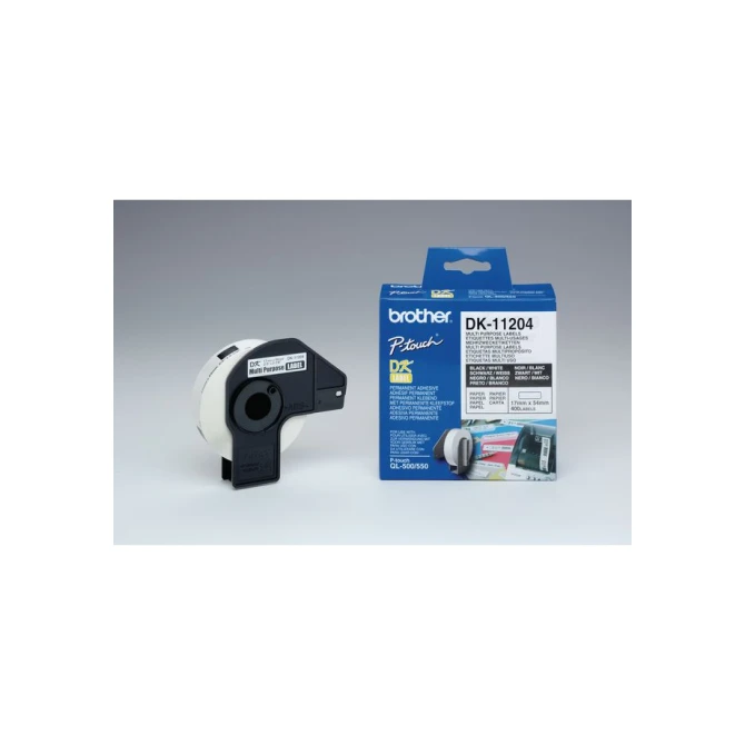 BROTHER DK-11204 Labels Papier 17 x 54 mm Zwart op Wit (rol 400 stuks) BROTHER DK-11204 Labels Papier 17 x 54 mm Zwart op Wit (rol 400 stuks)