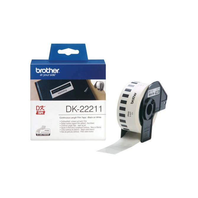 BROTHER DK-22211 Labels Papier 29 mm Zwart op Wit (rol 15.24 meter)
