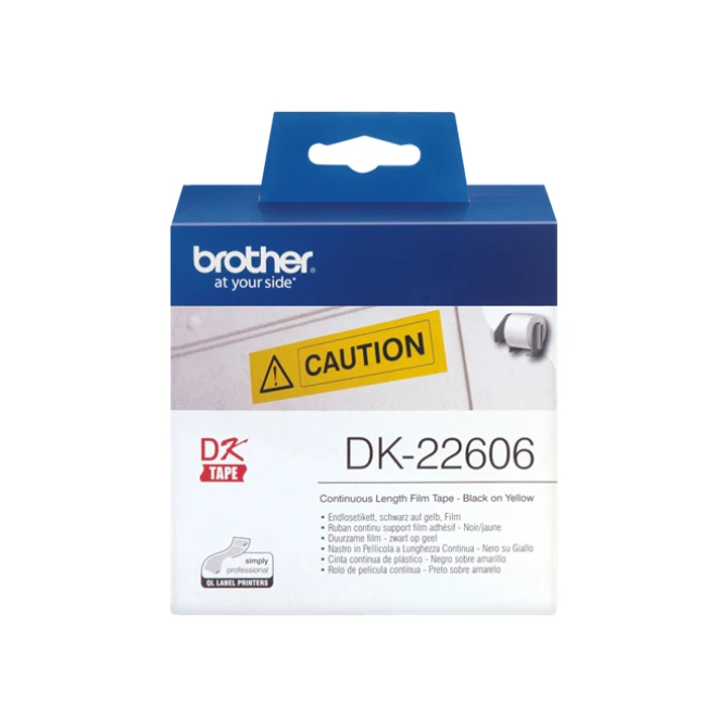 BROTHER DK-22606 Labels Papier 62 mm Zwart op Geel (rol 15.24 meter)