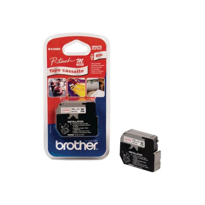 BROTHER MK labeltape Rood op wit M-K232 12 mm BROTHER MK labeltape Rood op wit M-K232 12 mm