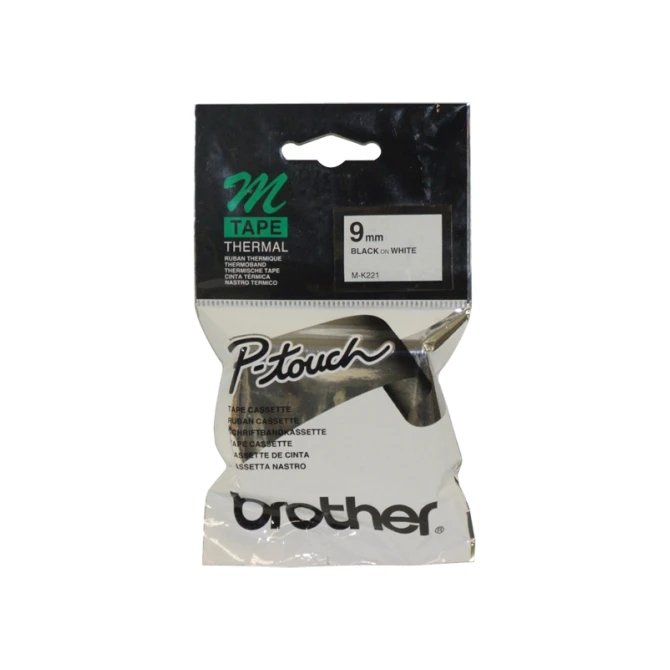 BROTHER MK221BZ Labeltape 9 mm x 8 m Zwart op Wit