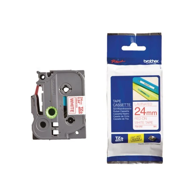 BROTHER TZe-252 Tape 24 mm x 8 m Rood op Wit