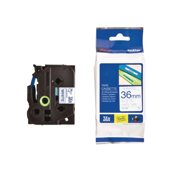 BROTHER TZe-263 Tape 36 mm x 8 m Blauw op Wit