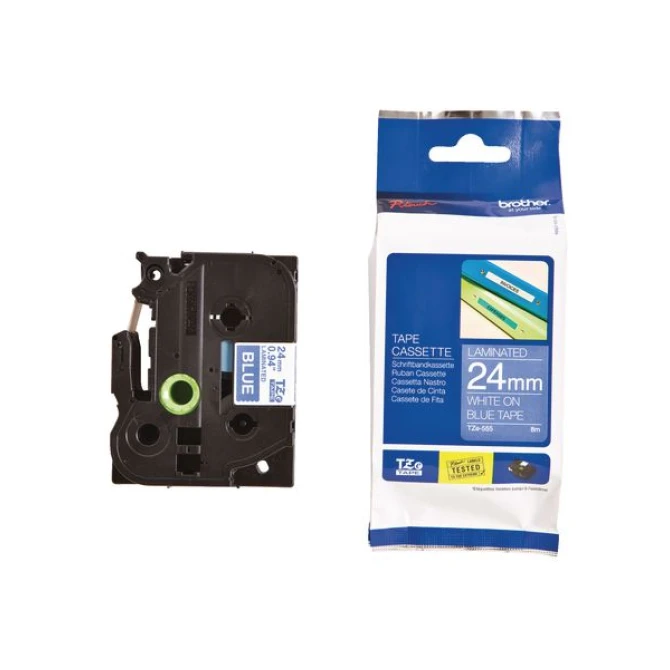 BROTHER TZe-555 Tape 24 mm x 8 m Wit op Blauw