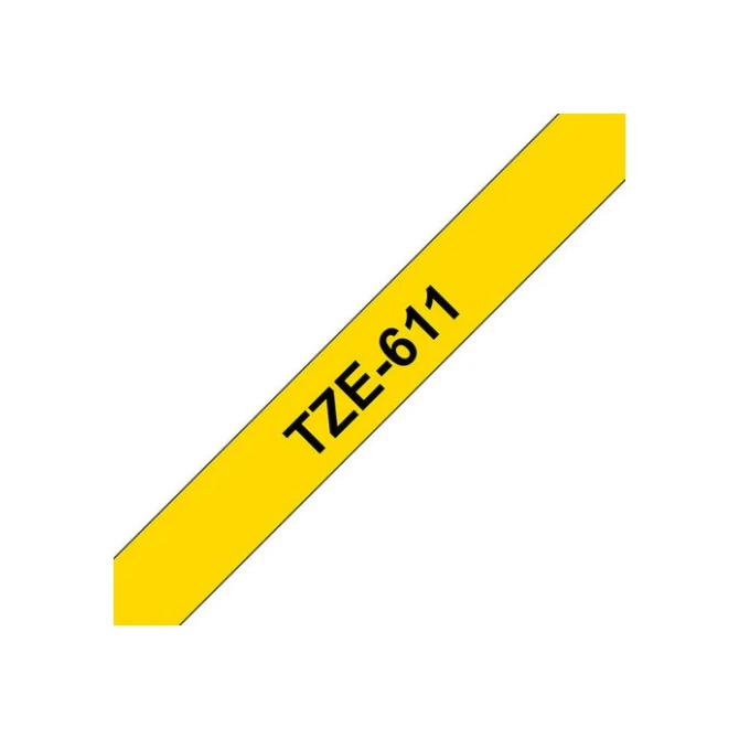 BROTHER TZe-611 Tape 6 mm x 8 m Zwart op Geel