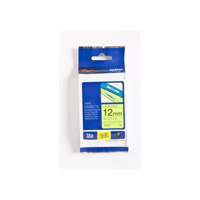BROTHER TZe-C31 Tape Fluoriserend 12 mm x 5 m Zwart op Geel