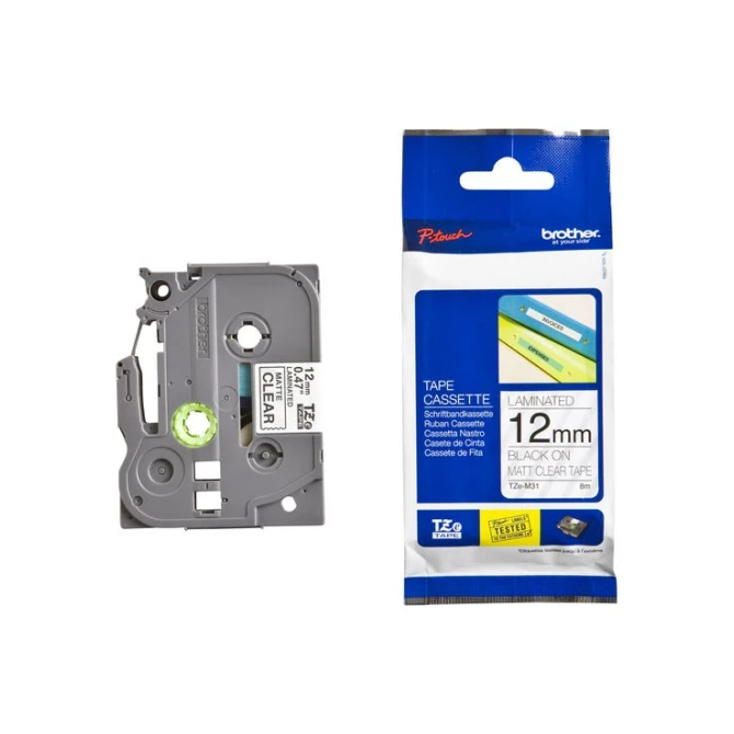 BROTHER TZe-M31 Tape 12 mm x 8 m Zwart op Mat Transparant