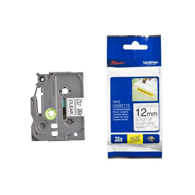 BROTHER TZe-S131 Tape Extra Kleefkracht 12 mm x 8 m Zwart op Transparant BROTHER TZe-S131 Tape Extra Kleefkracht 12 mm x 8 m Zwart op Transparant