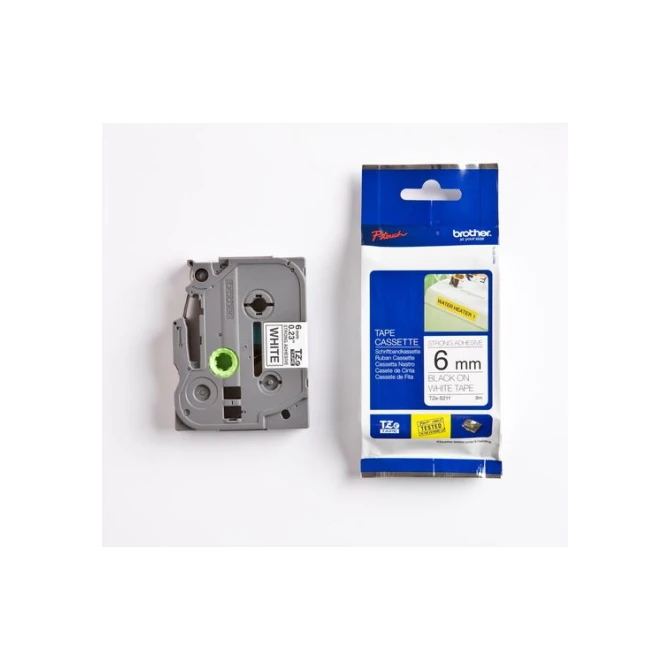 BROTHER TZe-S211 Tape Extra Kleefkracht 6 mm x 8 m Zwart op Wit
