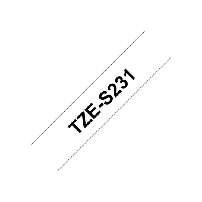 BROTHER TZe-S231 Tape Extra Kleefkracht 12 mm x 8 m Zwart op Wit BROTHER TZe-S231 Tape Extra Kleefkracht 12 mm x 8 m Zwart op Wit