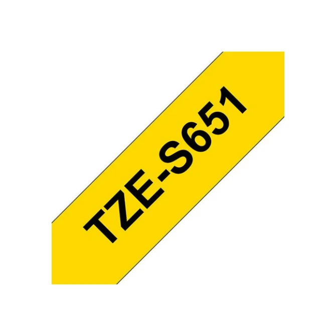 BROTHER TZe-S651 Tape Extra Kleefkracht 24 mm x 8 m Zwart op Geel BROTHER TZe-S651 Tape Extra Kleefkracht 24 mm x 8 m Zwart op Geel