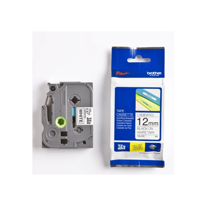BROTHER TZe231 Labeltape 12 mm x 8 m Zwart op Wit