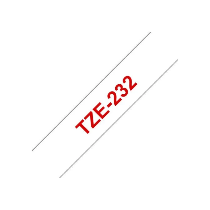 BROTHER TZe232 Labeltape 12 mm x 8 m Rood op Wit BROTHER TZe232 Labeltape 12 mm x 8 m Rood op Wit