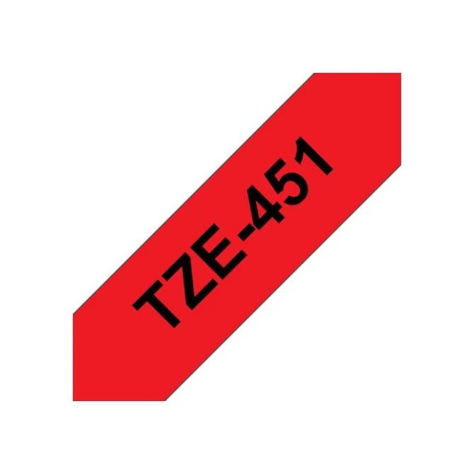 BROTHER TZe451 Labeltape 24 mm x 8 m Zwart op Rood BROTHER TZe451 Labeltape 24 mm x 8 m Zwart op Rood