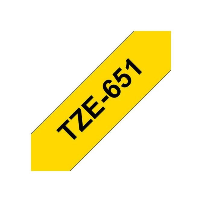 BROTHER TZe651 Labeltape 24 mm x 8 m Zwart op Geel BROTHER TZe651 Labeltape 24 mm x 8 m Zwart op Geel