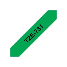 BROTHER TZe731 Labeltape 12 mm x 8 m Zwart op Groen BROTHER TZe731 Labeltape 12 mm x 8 m Zwart op Groen