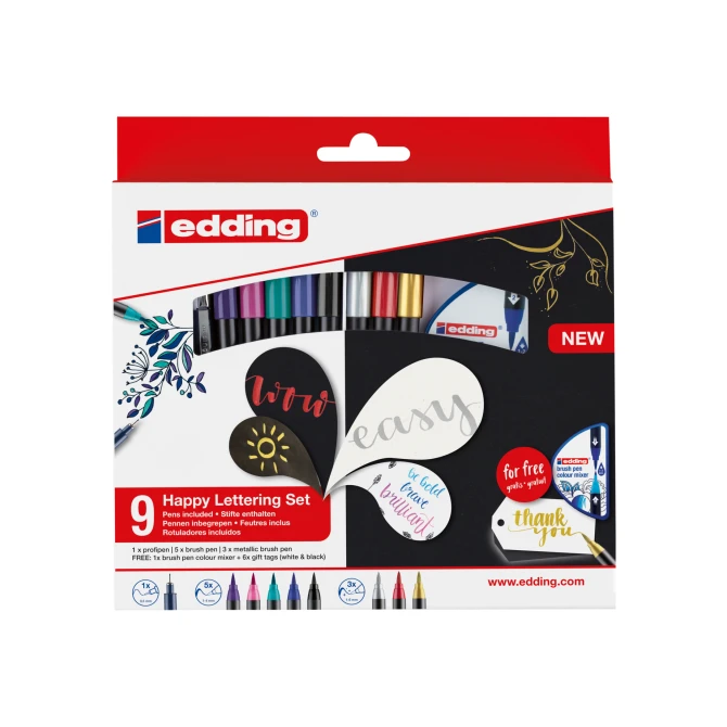 EDDING Happy Lettering Brushpen Assorti (11 stuks) EDDING Happy Lettering Brushpen Assorti (11 stuks)