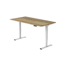 Bureau Econ elektrisch 140X80cm Natuur Eiken Blad Witte Poten Bureau Econ elektrisch 140X80cm Natuur Eiken Blad Witte Poten