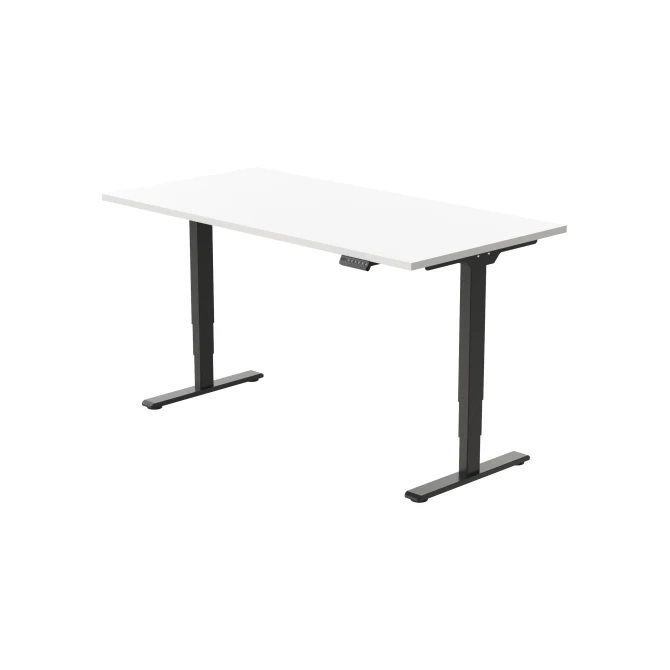 Bureau Econ elektrisch 140X80cm Wit Blad Zwarte Poten