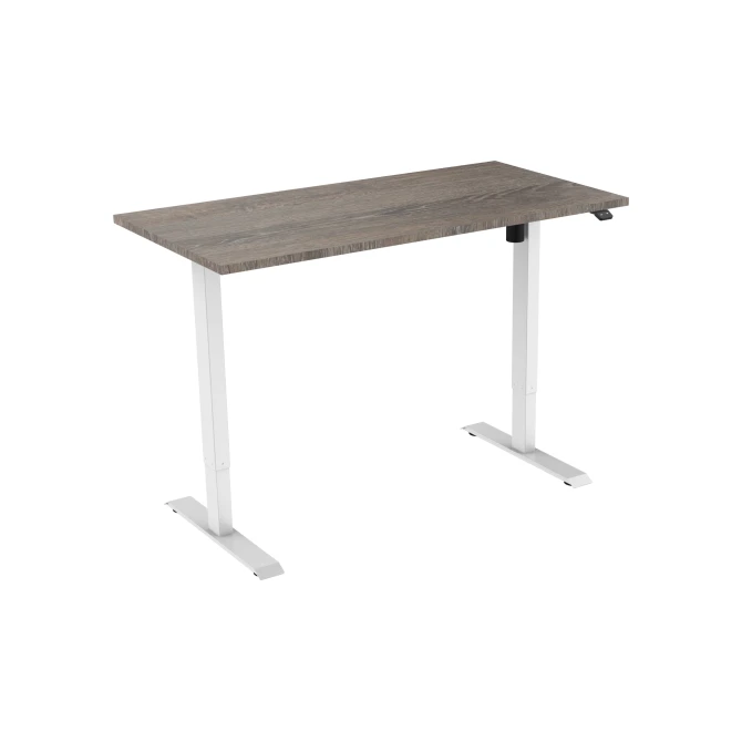 Bureau elektrisch 140X80cm Logan Eiken Blad Witte Poten