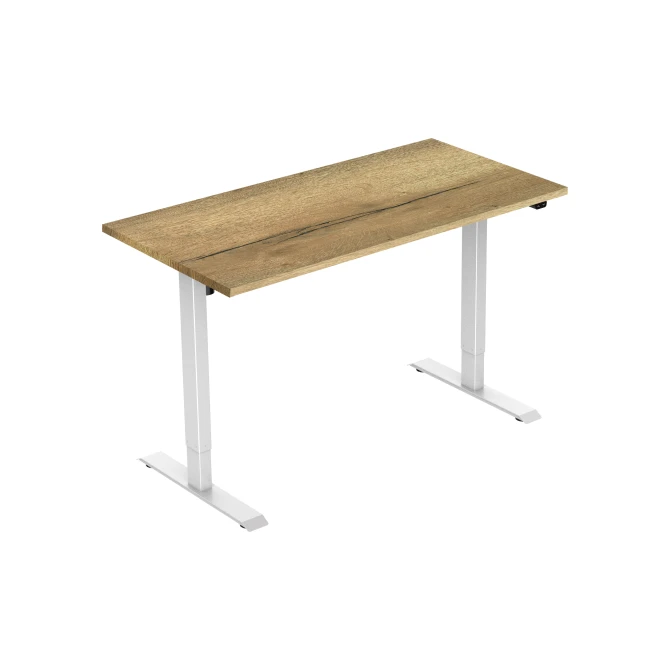 Bureau elektrisch 160X80cm Natuur Eiken Blad Witte Poten Bureau elektrisch 160X80cm Natuur Eiken Blad Witte Poten