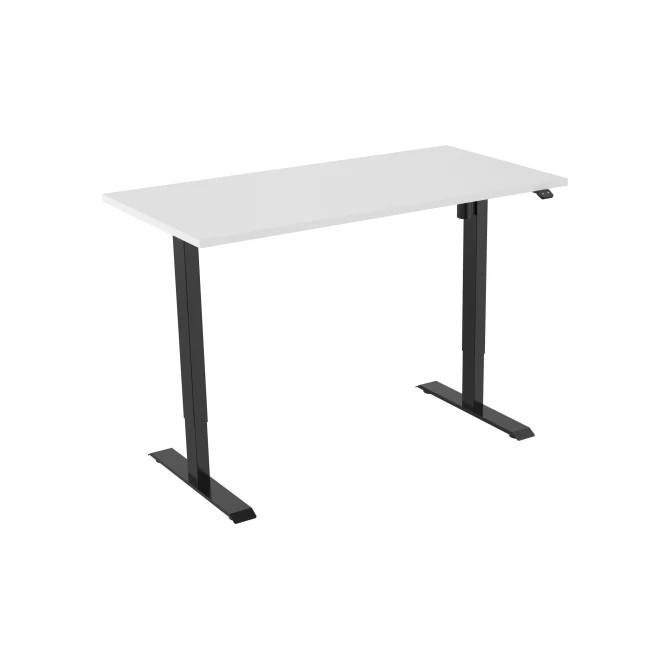 Bureau elektrisch 160X80cm Wit Blad Zwarte Poten Bureau elektrisch 160X80cm Wit Blad Zwarte Poten