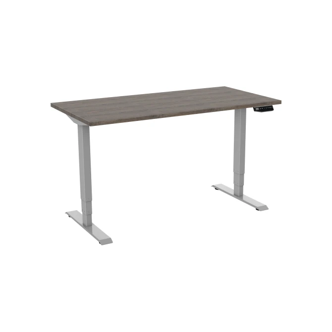 Bureau elektrisch 2-motorig 120X80cm Logan Eiken Blad Aluminium Poten Bureau elektrisch 2-motorig 120X80cm Logan Eiken Blad Aluminium Poten
