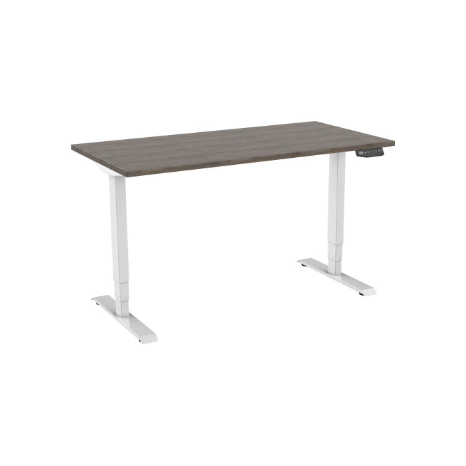 Bureau elektrisch 2-motorig 120X80cm Logan Eiken Blad Witte Poten Bureau elektrisch 2-motorig 120X80cm Logan Eiken Blad Witte Poten