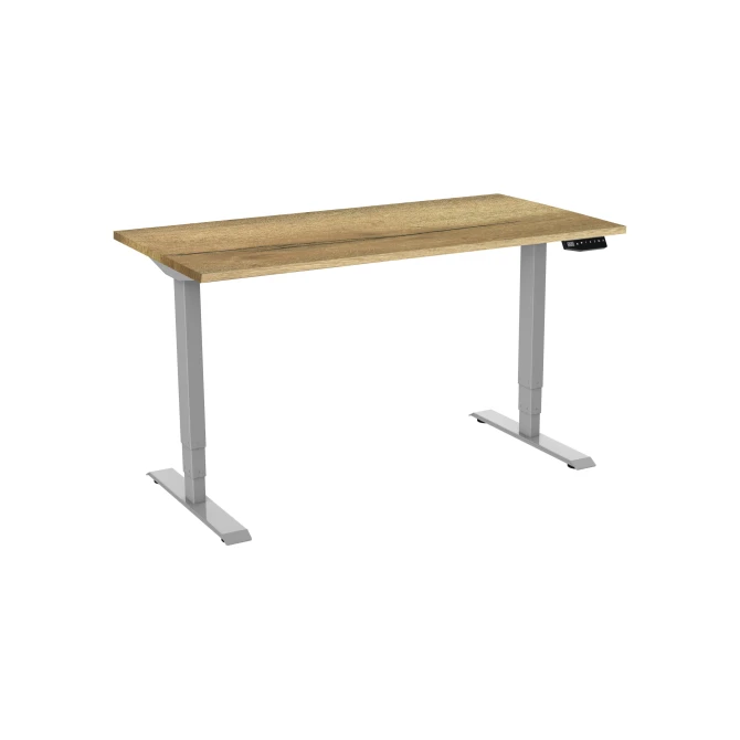 Bureau elektrisch 2-motorig 120X80cm Natuur Eiken Blad Aluminium Poten Bureau elektrisch 2-motorig 120X80cm Natuur Eiken Blad Aluminium Poten