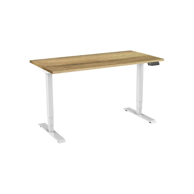Bureau elektrisch 2-motorig 120X80cm Natuur Eiken Blad Witte Poten Bureau elektrisch 2-motorig 120X80cm Natuur Eiken Blad Witte Poten