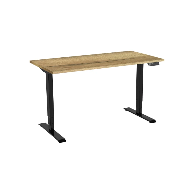 Bureau elektrisch 2-motorig 120X80cm Natuur Eiken Blad Zwarte Poten Bureau elektrisch 2-motorig 120X80cm Natuur Eiken Blad Zwarte Poten