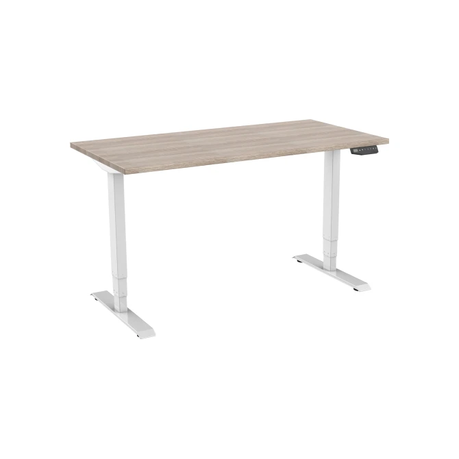 Bureau elektrisch 2-motorig 120X80cm Robson Eiken Blad Witte Poten Bureau elektrisch 2-motorig 120X80cm Robson Eiken Blad Witte Poten