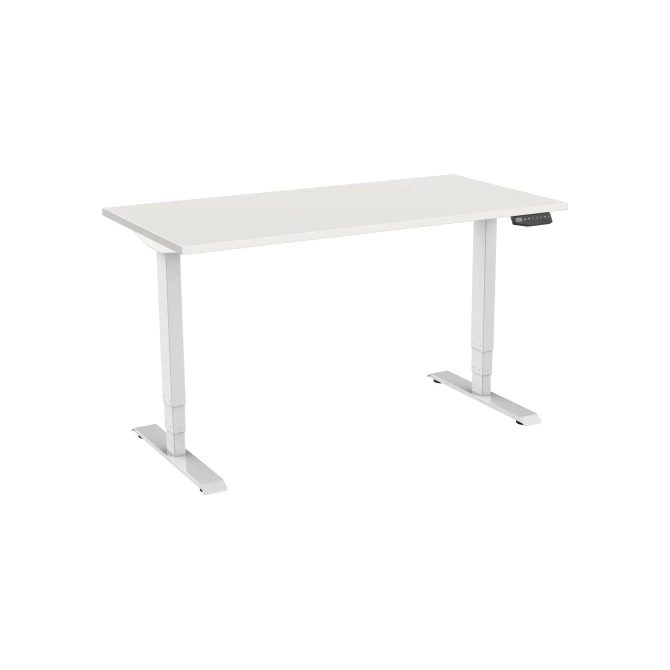Bureau elektrisch 2-motorig 140X80cm Wit Blad Witte Poten Bureau elektrisch 2-motorig 140X80cm Wit Blad Witte Poten
