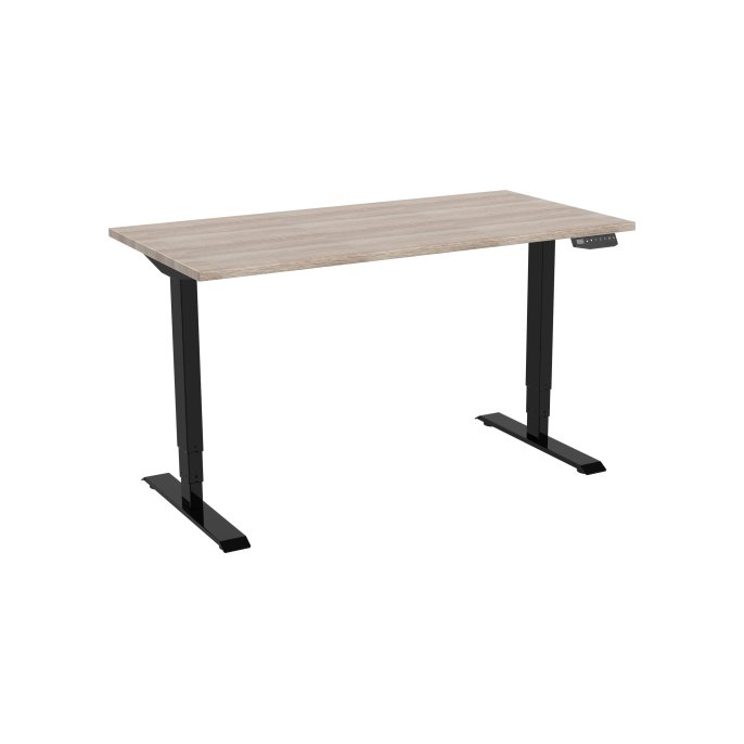 Bureau elektrisch 2-motorig 140X80cm Robson Eiken Blad Zwarte Poten Bureau elektrisch 2-motorig 140X80cm Robson Eiken Blad Zwarte Poten