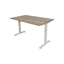 Bureau instelbaar 120X80cm Natuur Eiken Blad Witte Poten Bureau instelbaar 120X80cm Natuur Eiken Blad Witte Poten