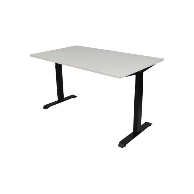Bureau instelbaar 120X80cm Wit Blad Zwarte Poten Bureau instelbaar 120X80cm Wit Blad Zwarte Poten