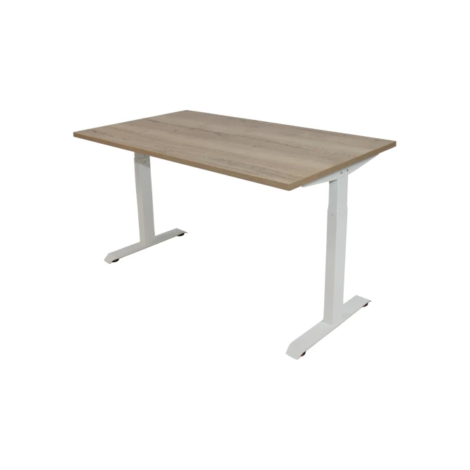 Bureau instelbaar 140X80cm Natuur Eiken Blad Witte Poten Bureau instelbaar 140X80cm Natuur Eiken Blad Witte Poten